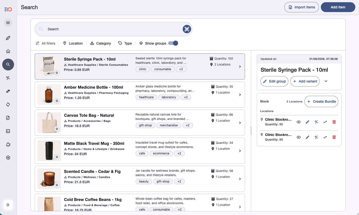 Inventario de Boxymi en un navegador web