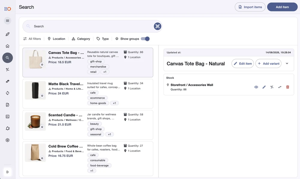 Aplicación web de inventario de Boxymi
