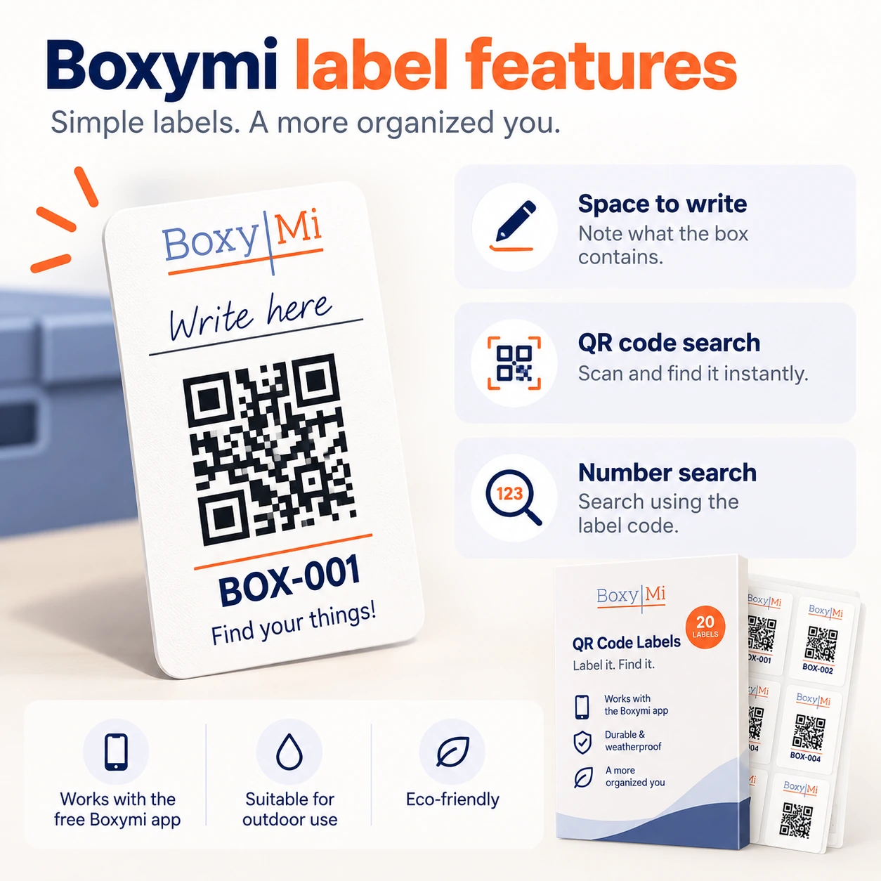 Features of Boxymi QR inventory labels
