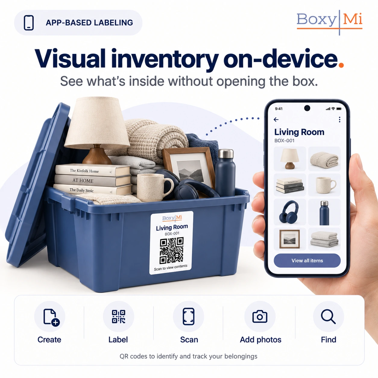 Boxymi visual inventory on a mobile device